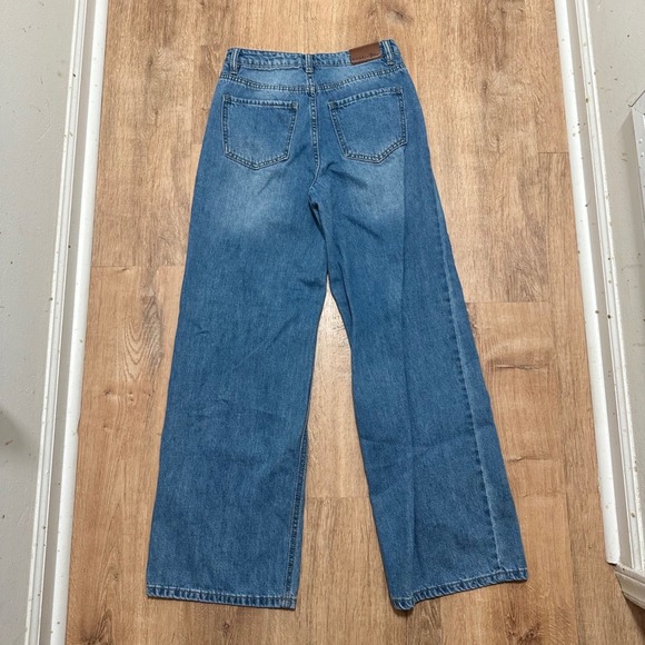 Khaki + Blue | Women's High Rise Medium Wash Wide Leg Denim Blue Jeans, 3/26 - Picture 2 of 6